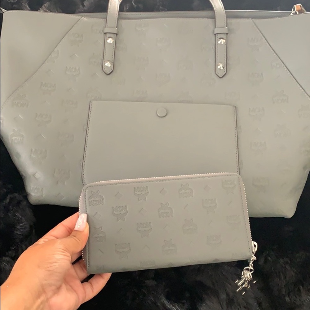 MCM Embossed Klara tote and wallet